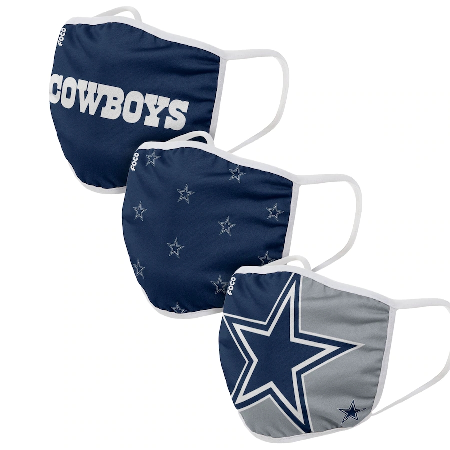  Dallas Cowboys Adult Face Covering 3-PackDust mask with filter->denver broncos->NFL Jersey